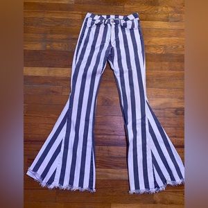 Stripe bell bottom flare jeans
